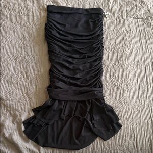 AFRM Black Strapless Ruffled Dress